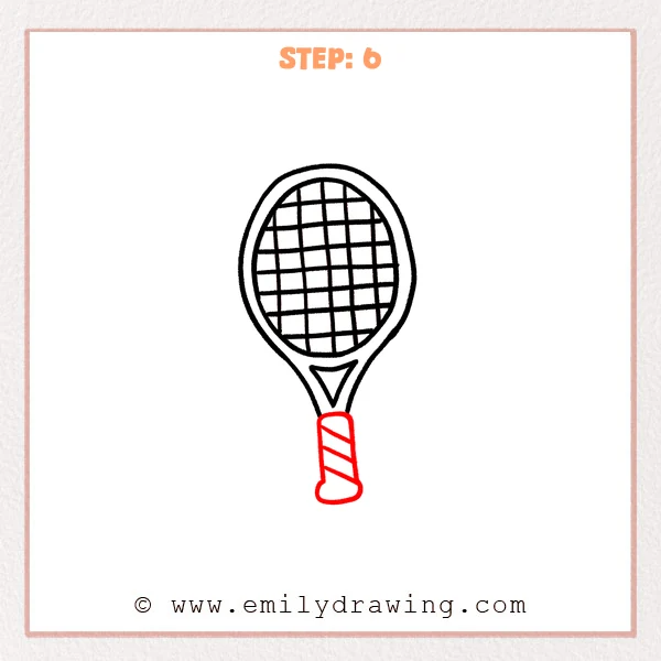how to draw a tennis racket - Step 6